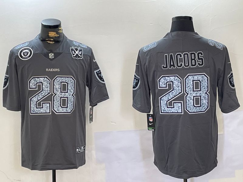 Men Oakland Raiders #28 Jacobs Grey 2024 Nike Vapor Limited NFL Jersey style 7